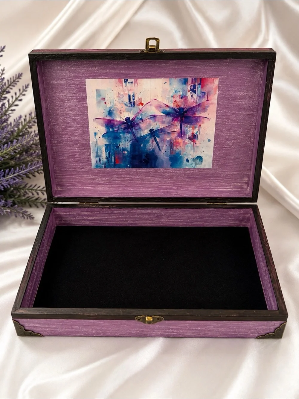 Dragonfly Keepsake Box — Purple Artistic Jewelry Organizer